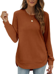 Women's High Low Curved Hem Tops