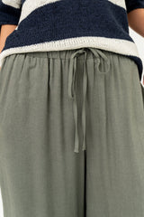 Women's Drawstring Wide Leg Side Slit Pants
