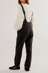 Women's Denim Sleeveless Loose Jumpsuit with Pockets