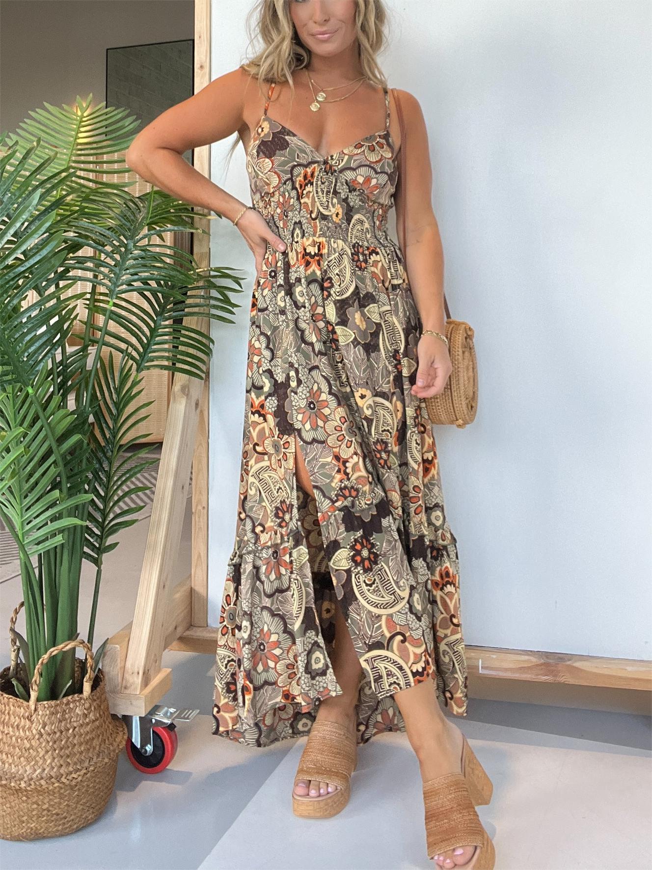 Women's Spaghetti Strap Floral Maxi Dress