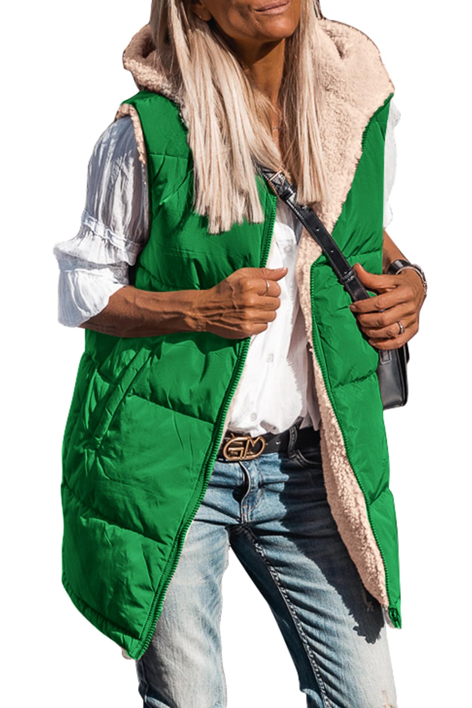Women's Reversible Fleece Hooded Vests