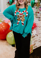 Women's Candy Cane Sequin Sweatshirt