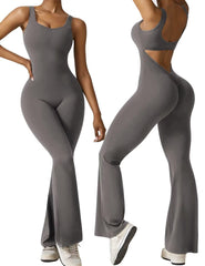 Women's Sleeveless Backless Flare Jumpsuits