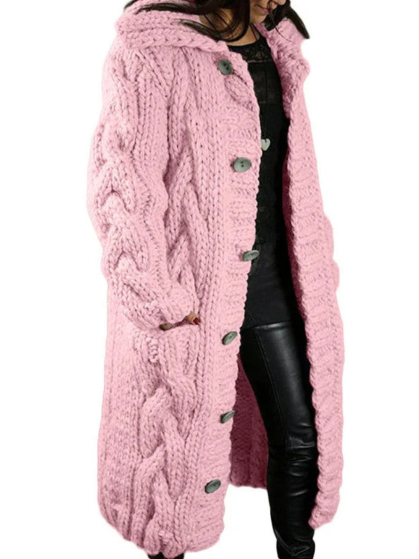 Hand-Knitted Thick-Line Jumper Coat