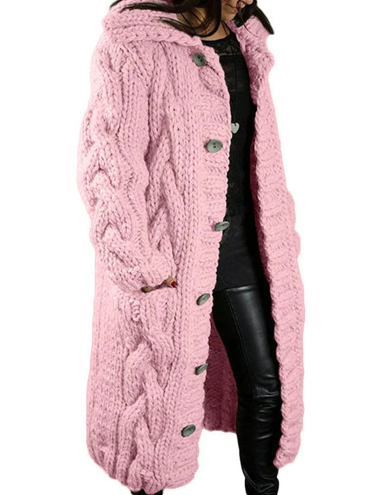 Hand-Knitted Thick-Line Jumper Coat