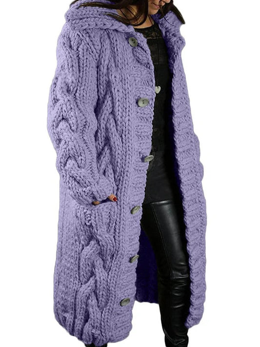 Hand-Knitted Thick-Line Jumper Coat