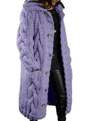 Hand-Knitted Thick-Line Jumper Coat