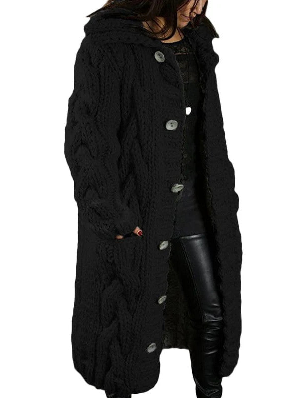 Hand-Knitted Thick-Line Jumper Coat