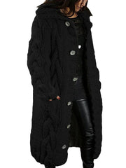 Hand-Knitted Thick-Line Jumper Coat
