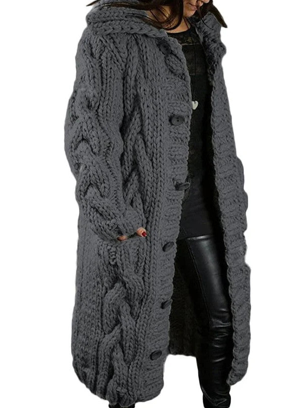 Hand-Knitted Thick-Line Jumper Coat