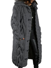 Hand-Knitted Thick-Line Jumper Coat
