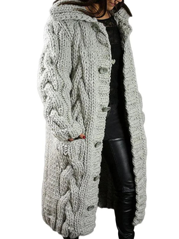 Hand-Knitted Thick-Line Jumper Coat