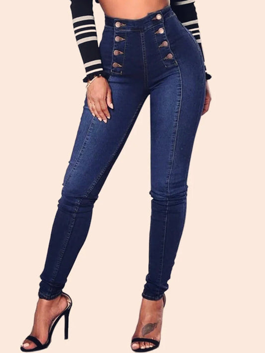 Double Breasted High Waist Skinny Jeans