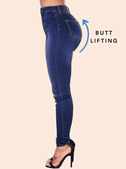 Double Breasted High Waist Skinny Jeans