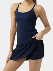 2-in-1 Exercise Dresses with Built-in Bra & Shorts