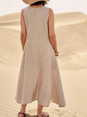 Women's Sleeveless Cotton And Linen Dress