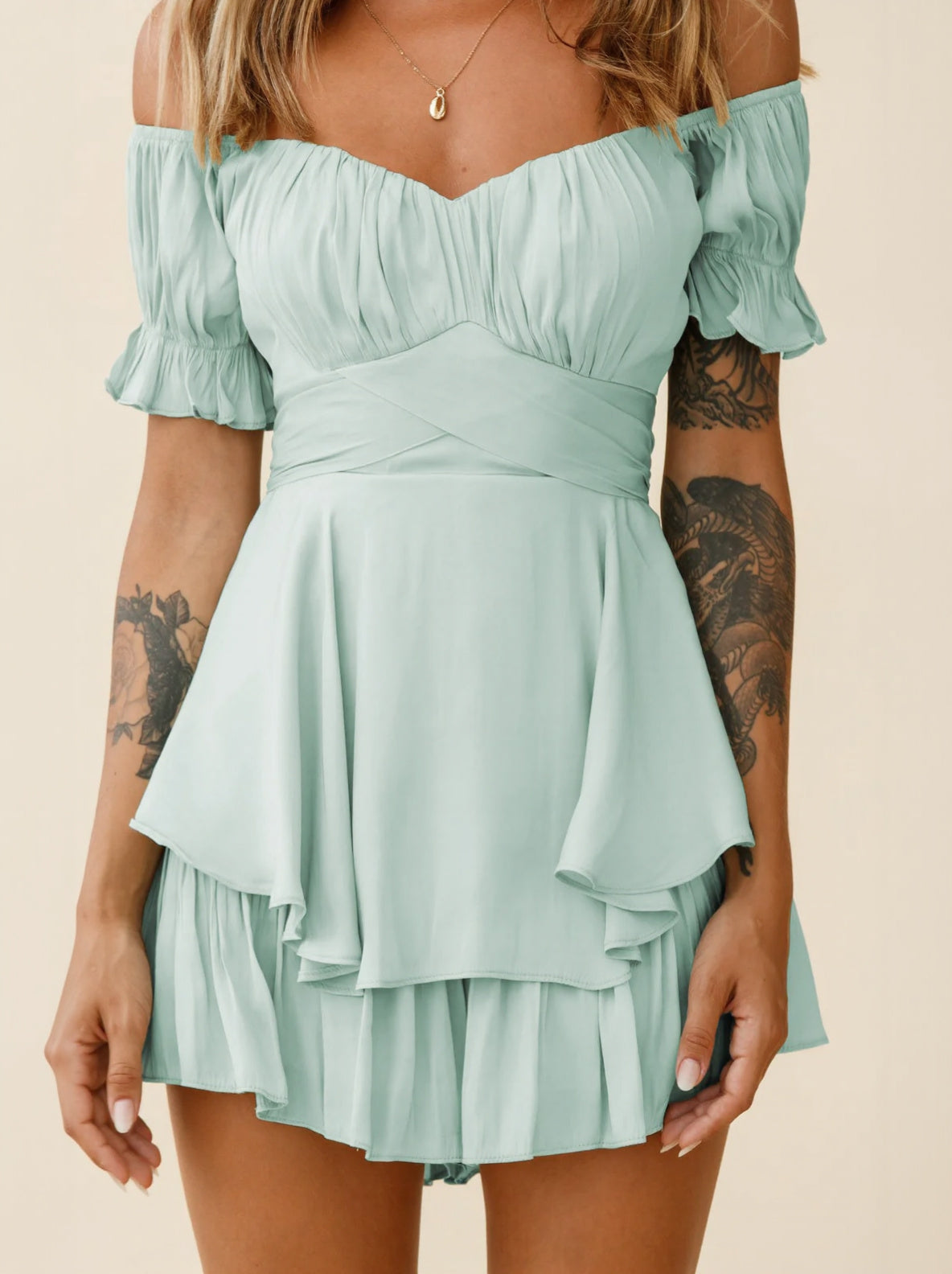 One-neck Short-sleeved Jumpsuit