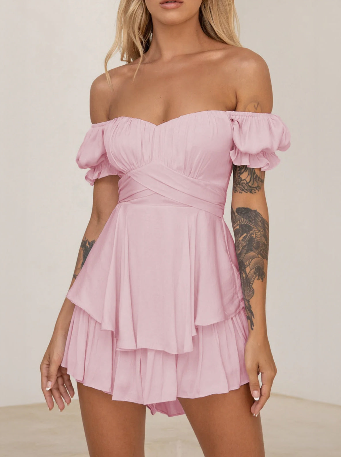 One-neck Short-sleeved Jumpsuit