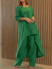 Solid Color Casual Long Sleeve Two Piece Suit