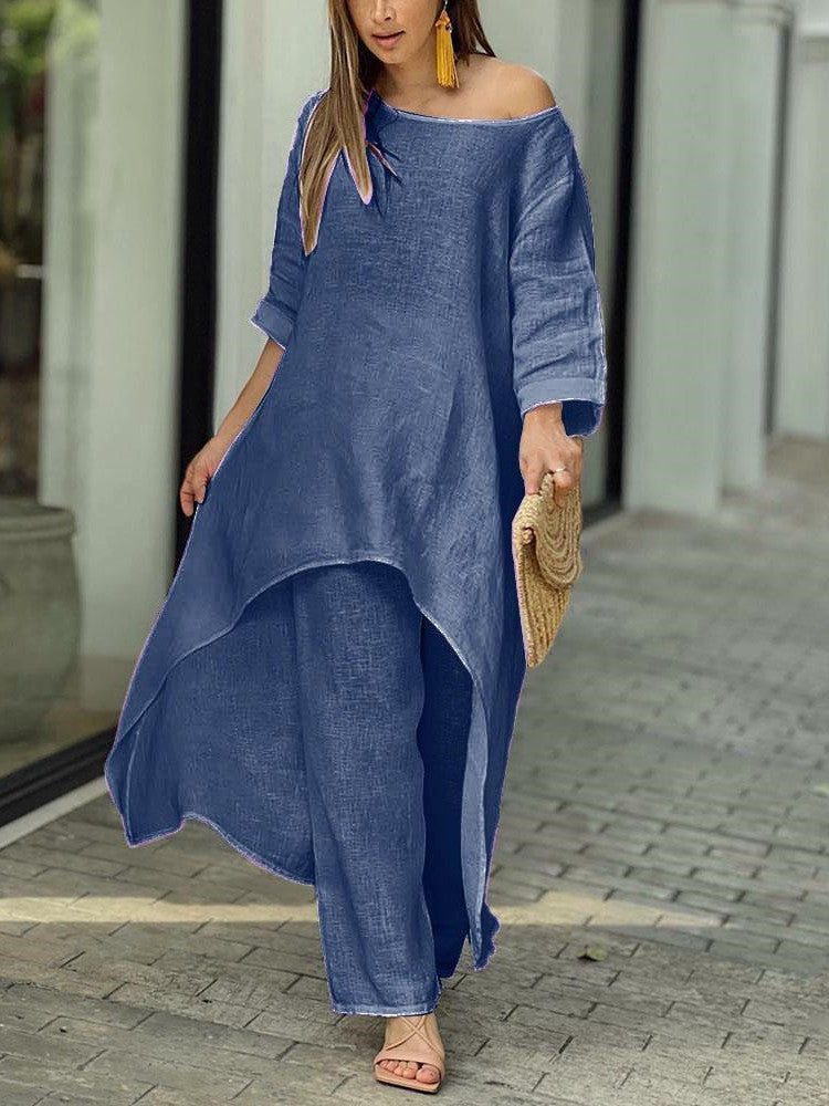 Solid Color Casual Long Sleeve Two Piece Suit
