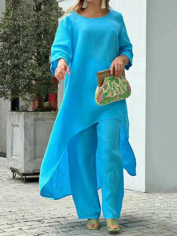 Solid Color Casual Long Sleeve Two Piece Suit