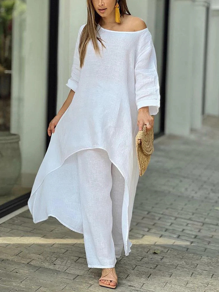 Solid Color Casual Long Sleeve Two Piece Suit