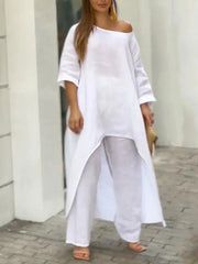 Solid Color Casual Long Sleeve Two Piece Suit