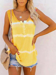 Summer Tie-Dye Striped Sleeveless Tank Top