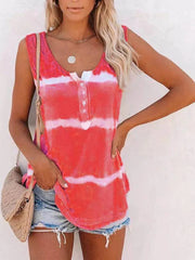 Summer Tie-Dye Striped Sleeveless Tank Top
