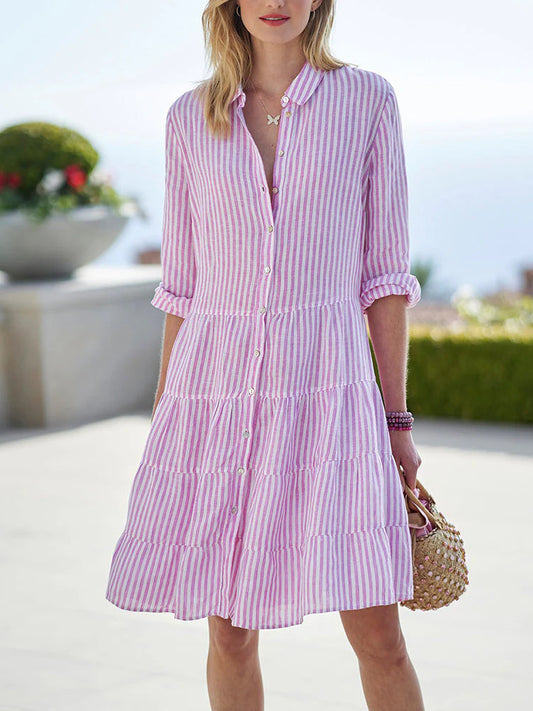Corinne Stripe Linen Dress