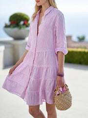 Corinne Stripe Linen Dress