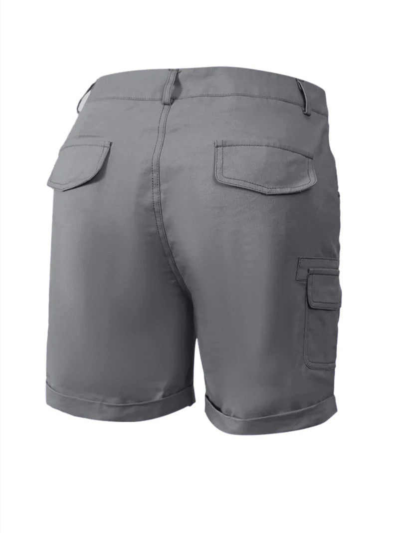 Solid Stitch Trim Roll Hem Shorts