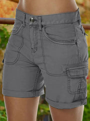 Solid Stitch Trim Roll Hem Shorts