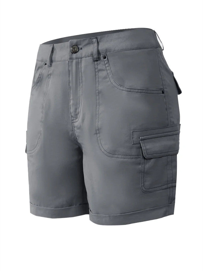 Solid Stitch Trim Roll Hem Shorts