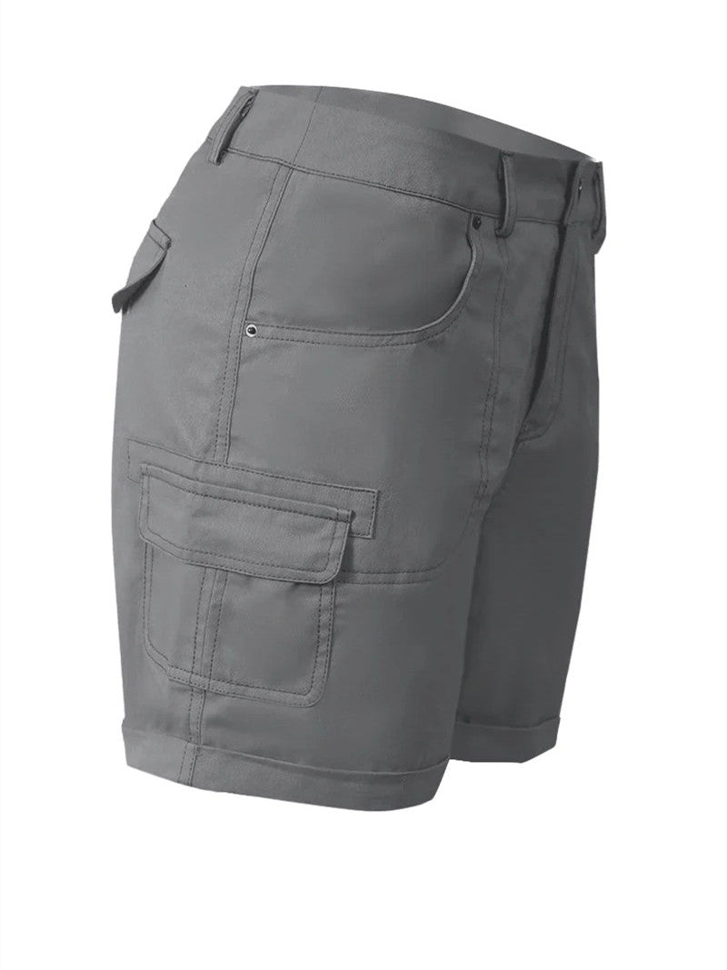 Solid Stitch Trim Roll Hem Shorts