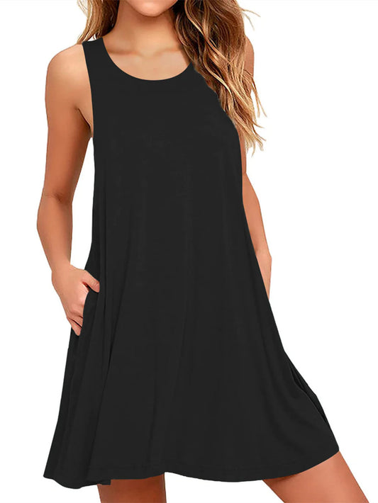 Plus Size Casual Tank Dress with Pockets
