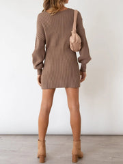 Women's Sexy V-Neck Sweater Package Hip Skirt