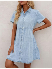 Women's Tencel Denim Washed Shirt Dress