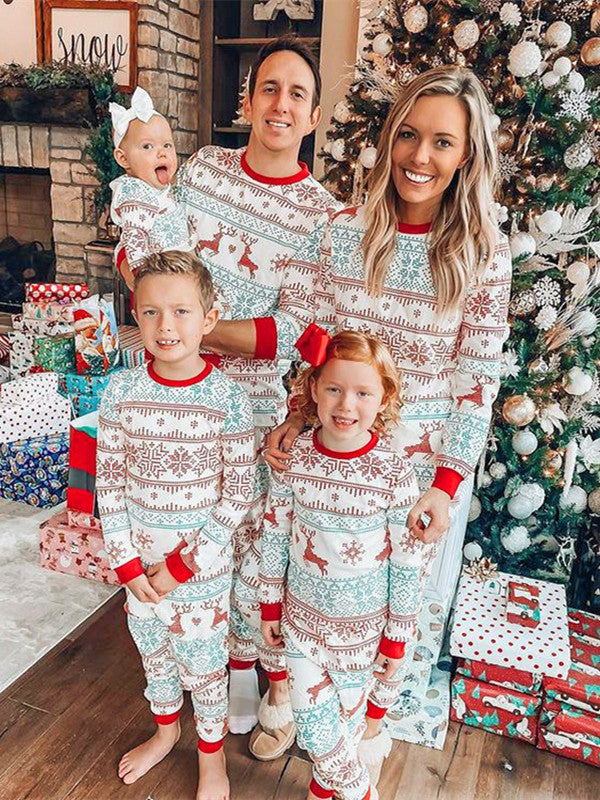 Long Sleeve Elk Family Pajamas 2-piece Set (No Hat)