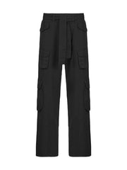 High-waisted multi-pocket straight overalls