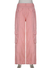 High-waisted multi-pocket straight overalls