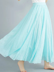 SOLID COLOR NATIONAL STYLE COTTON LINEN SKIRT