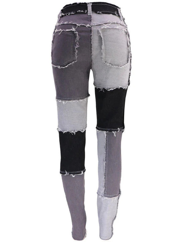 Fashion Color-blocking Skinny Jeans