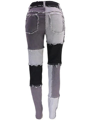 Fashion Color-blocking Skinny Jeans
