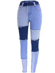 Fashion Color-blocking Skinny Jeans
