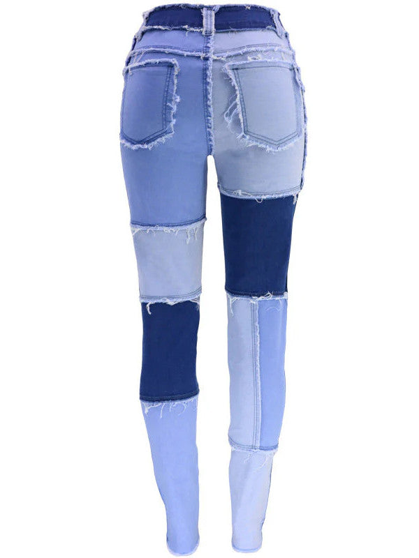 Fashion Color-blocking Skinny Jeans