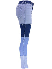 Fashion Color-blocking Skinny Jeans