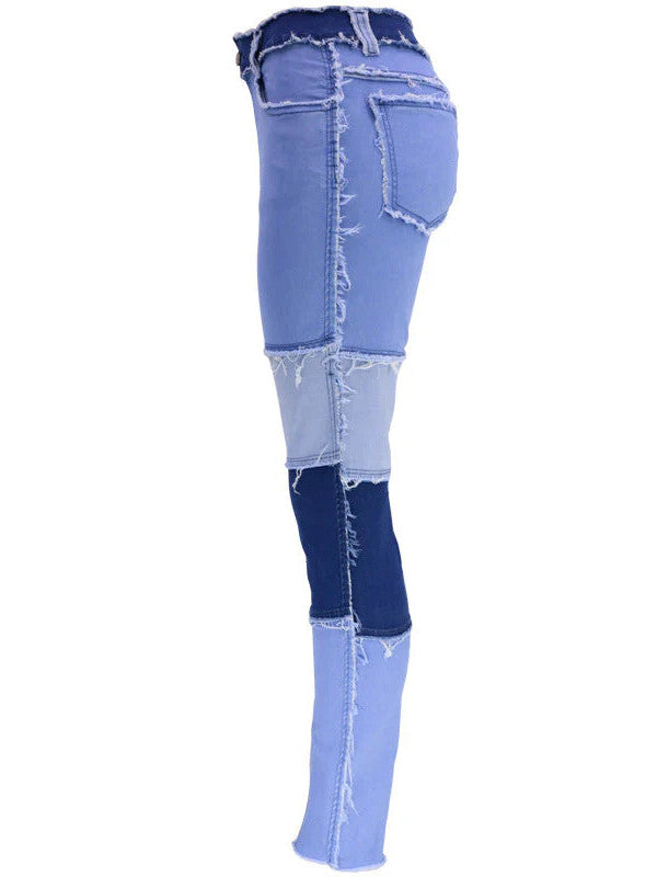 Fashion Color-blocking Skinny Jeans