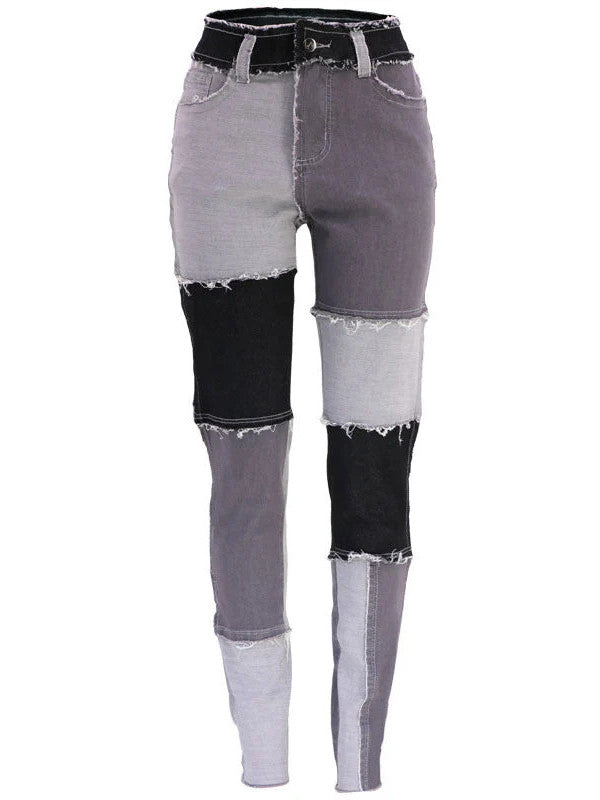 Fashion Color-blocking Skinny Jeans