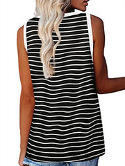 V-neck Splicing Sleeveless T-shirt Female